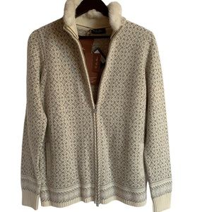 LORO PIANA  Spectacular Luxury Cashmere Coarsehair & Mink Collar Zip Up